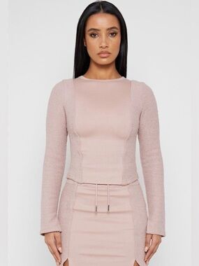 NWT Pale Pink Towelling Panel Top Maniere du Voir UK 10